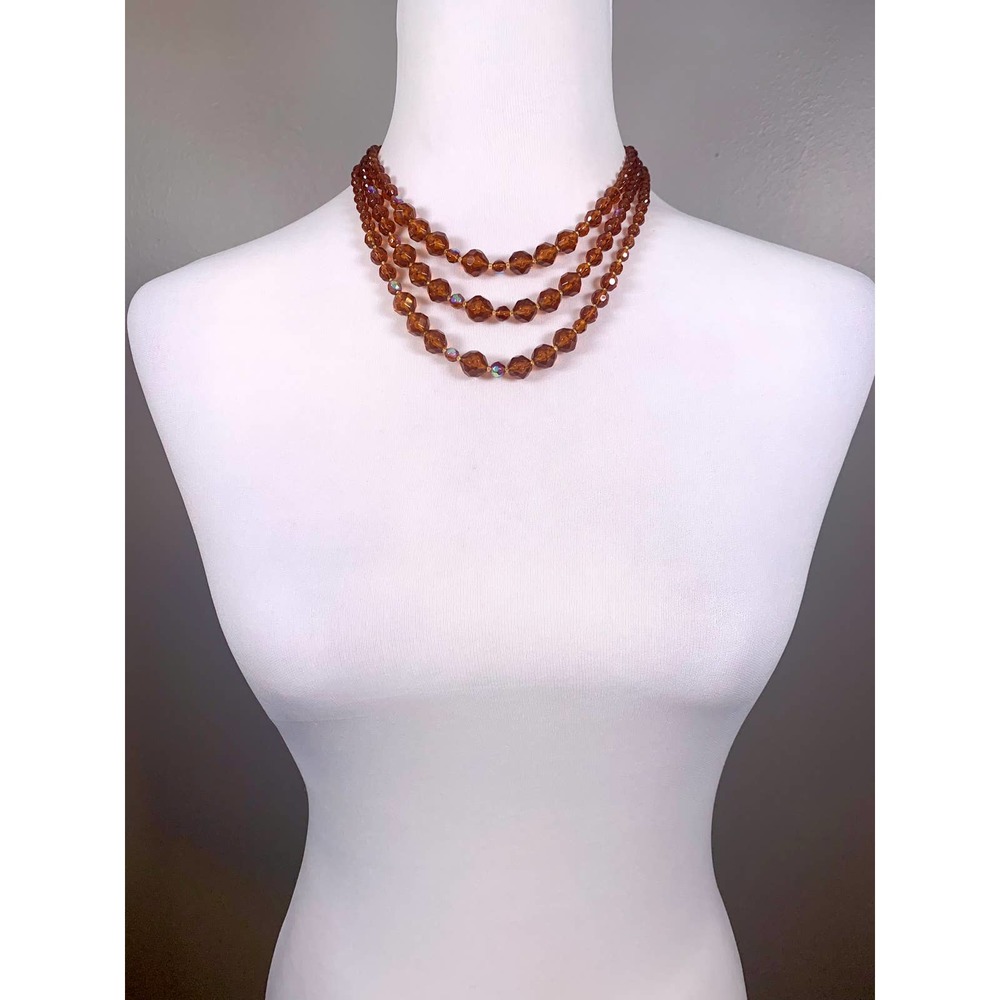 Vintage Robert Rose Multistrand Amber Beaded Statement Necklace EUC - Picture 8 of 9